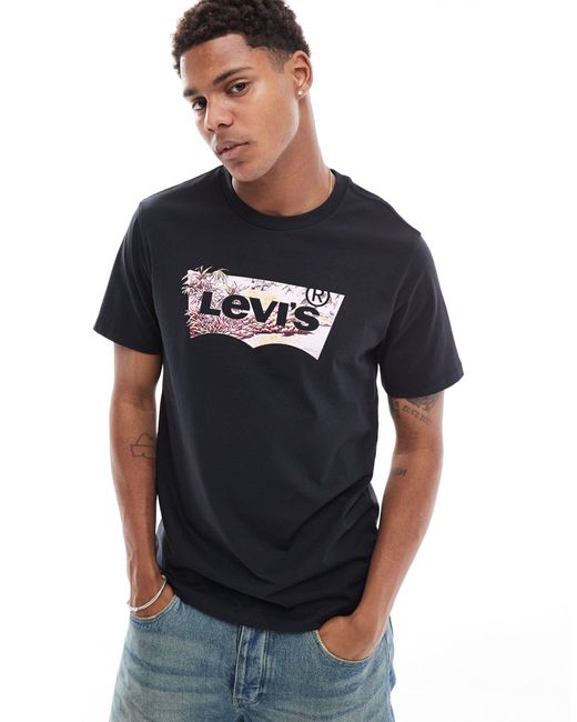Camiseta negra con logo tropical en forma Levi's de hombre de color Blue