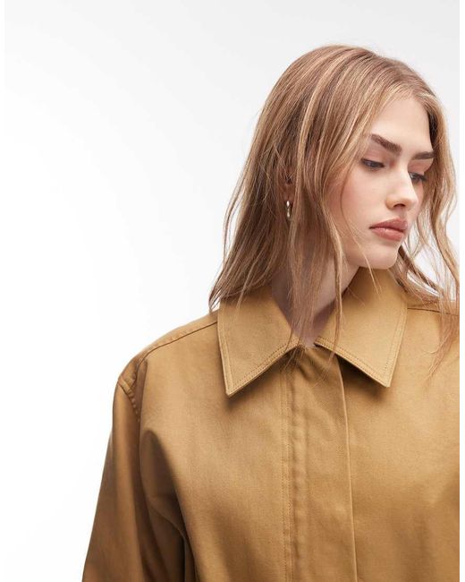 & Other Stories Natural Short Cotton Trench Jacket With Cinched Waist