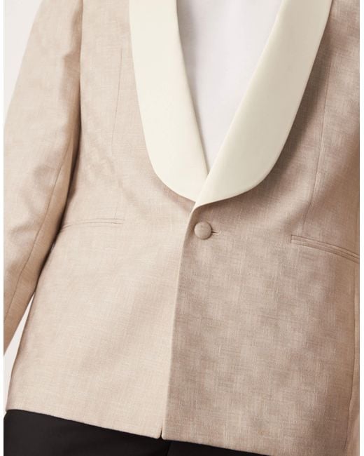 ASOS – smoking-blazer aus jacquard in Natural für Herren