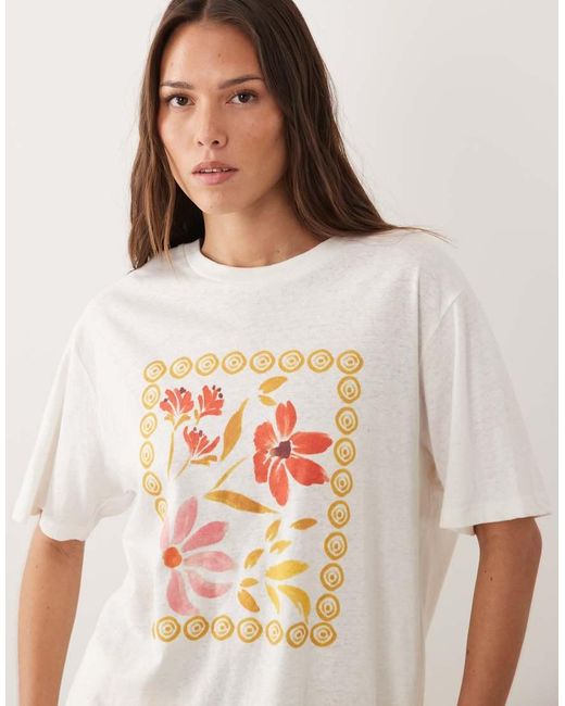 Rhythm Natural Oversized T-shirt With Wildflower Front Print