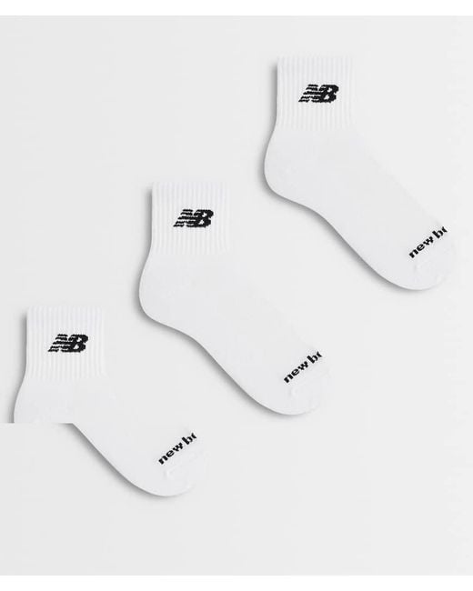 New Balance White Logo Ankle Sock 3 Pack for men