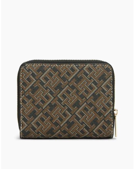 Tommy Hilfiger Brown Hilfiger Icon Print Zip-Around Wallet