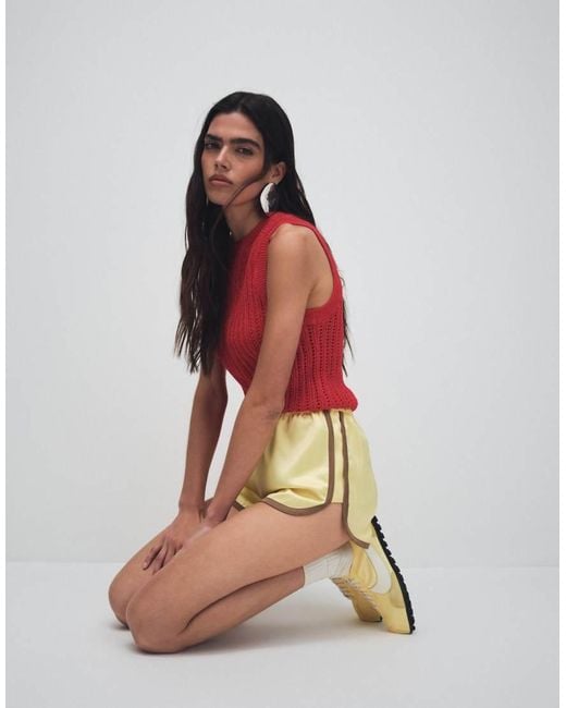 ASOS White Contrast Seam Satin Runner Shorts