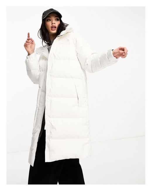 The North Face White Nuptse Long Down Puffer Coat