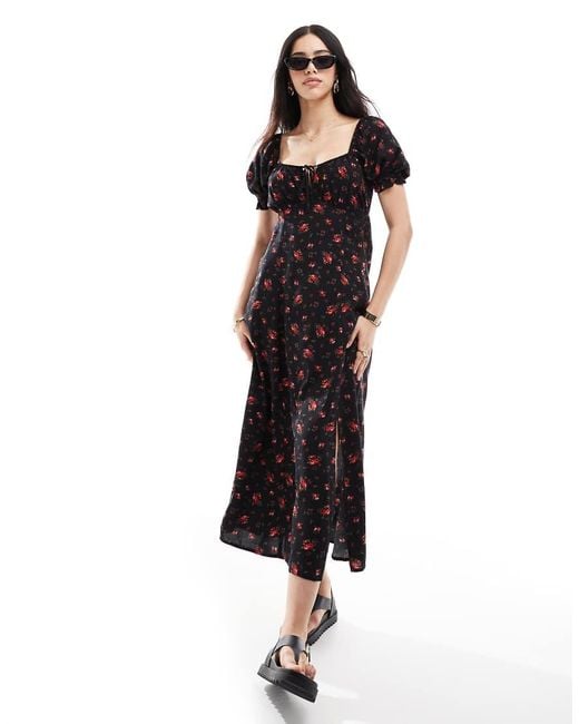 Miss Selfridge Black Spun Tea Midaxi Dress
