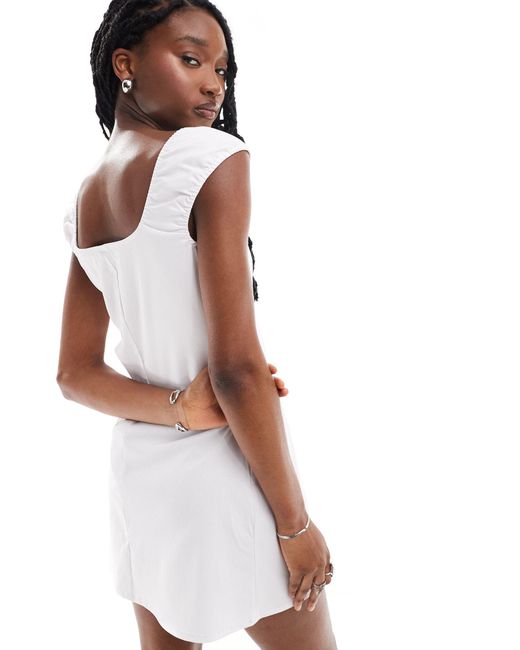 Collusion White Clean A Line Mini Dress With Cap Sleeve