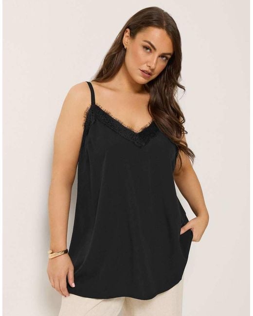 Yours Clothing Black Lace Insert Cami Vest Top