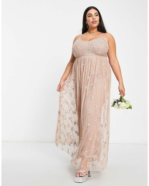 Beauut Women's Natural Plus Bridesmaid Delicate Embellished Maxi