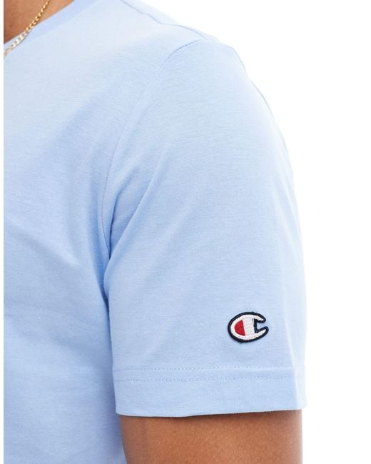 T-shirt azzurra con logo piccolo tono su tono di Champion in Blue da Uomo