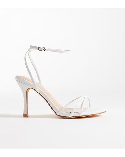 SEQWL Wide Fit White Lolly Heeled Sandal