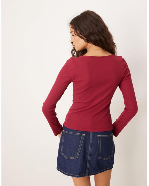 ASOS Red – geripptes, langärmliges oberteil