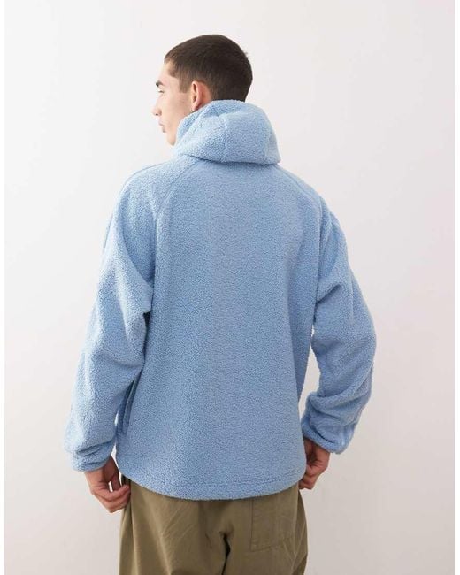 Adidas Originals Blue Teamgeist Borg Half Zip Hoodie for men