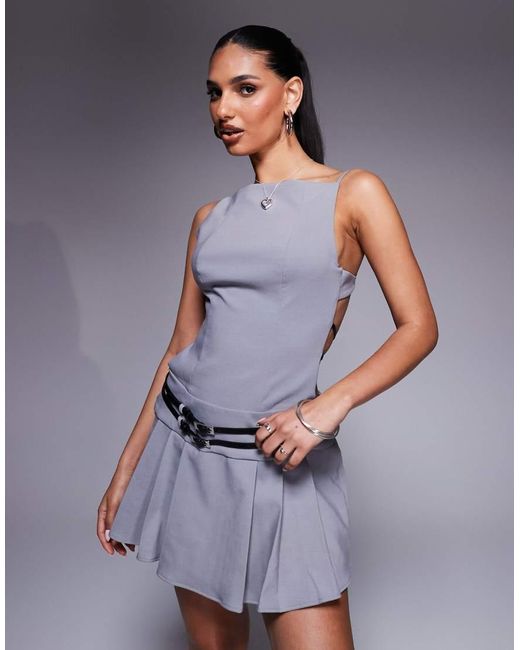 Oh Polly Purple Pleated Backless Mini Dress