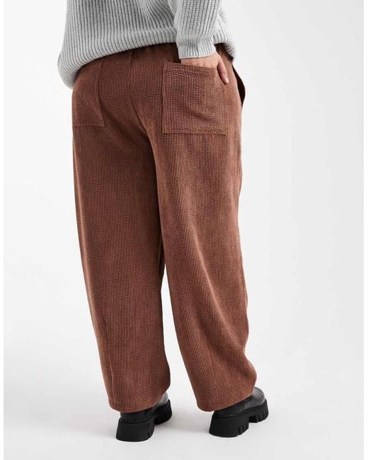 ASOS Brown Asos Design Curve Pull On Barrel Leg Cord Trousers