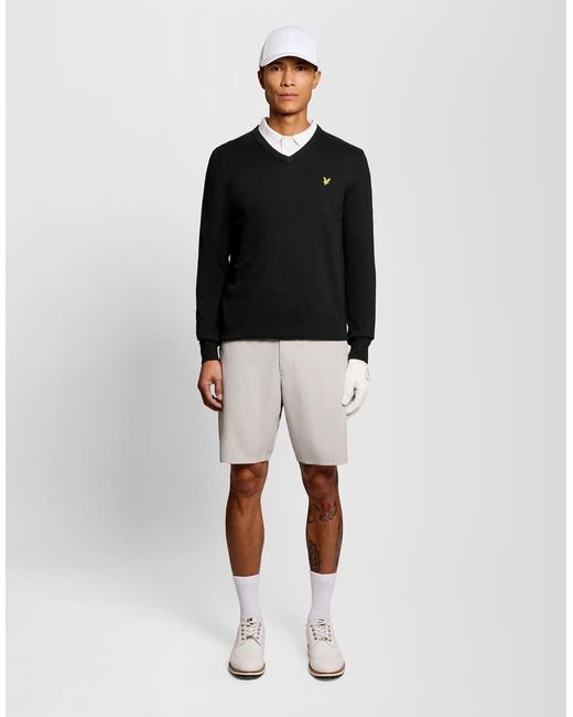 Lyle & Scott Black Mid Knits Golf V Neck Pullover for men