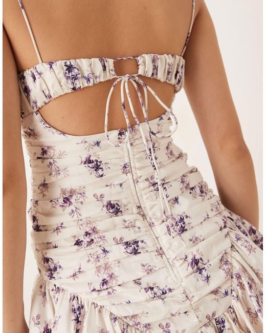 ASOS Natural Cami Ruched Bust Full Skirt Mini Dress