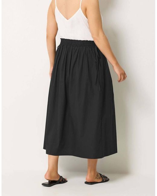 Yours Clothing Black Poplin Midi Skirt