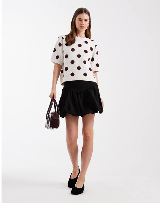 ASOS White Interlock Bubble Hem Mini Skirt