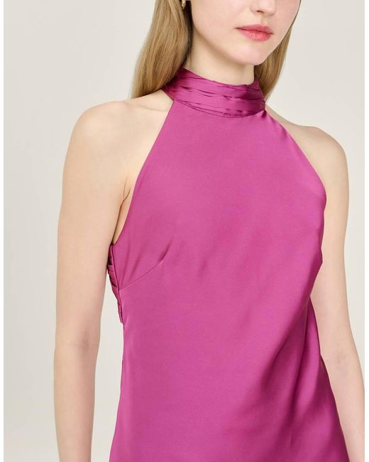 OMNES Pink Dresses Seychelles Halter Neck Satin Midi Dress