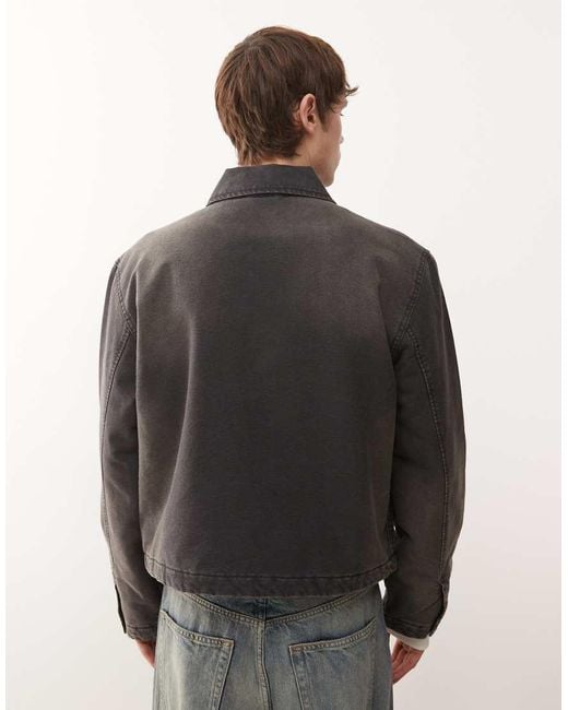 Weekday Gray Boxy Washed Canvas Jacket for men
