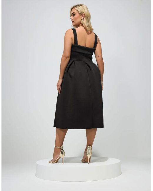Yours Clothing Black Square Neck Midi Skater Dress