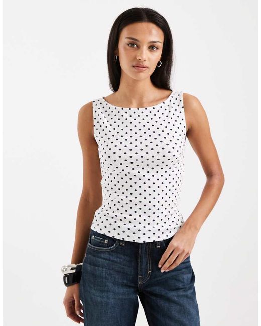 Hollister White Boat Neck Tank Top
