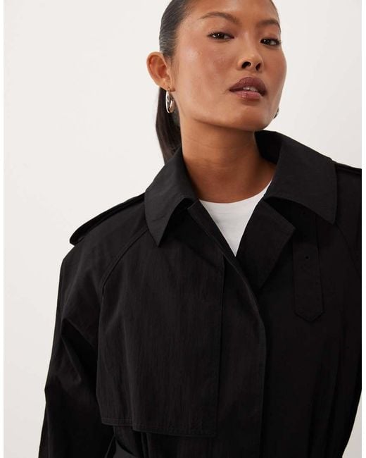 ASOS Black Asos Design Petite Longline Oversized Trench Coat