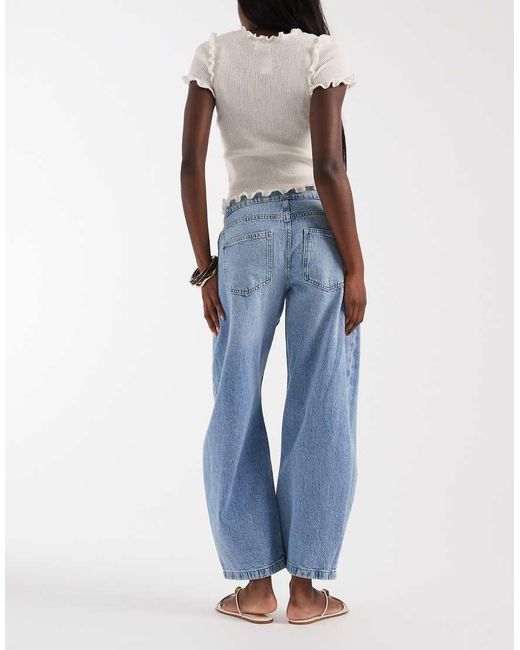 ONLY Blue Avona Mid Rise Barrel Jeans