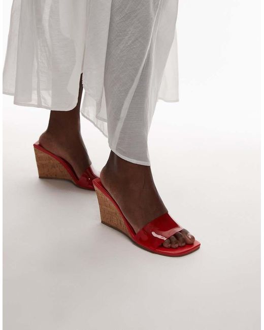 Mules Rojos De Cuña Alta Farah De TOPSHOP de color Brown