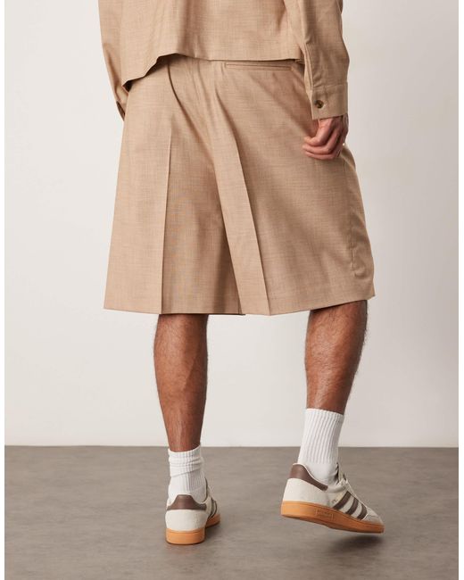 Bermuda d'ensemble texturé élégant à taille élastique - camel ASOS pour homme en coloris Natural