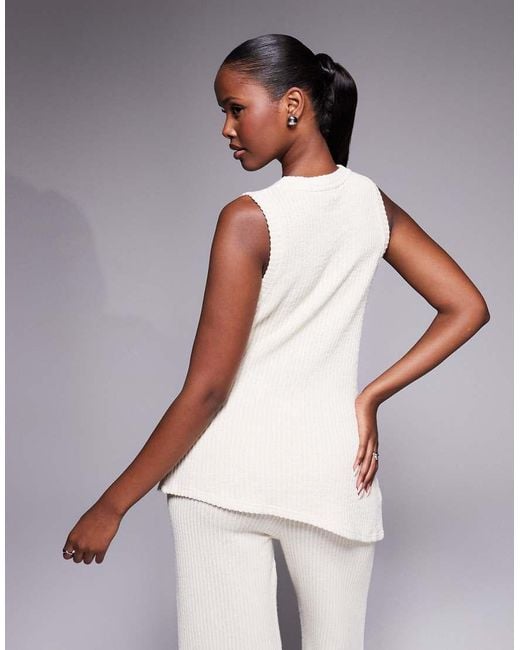 River Island White Textured Shell Trim Tunic Top Co-ord