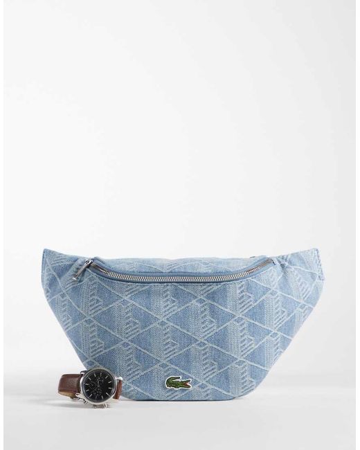 Lacoste Blue Monogram Waist Bag for men