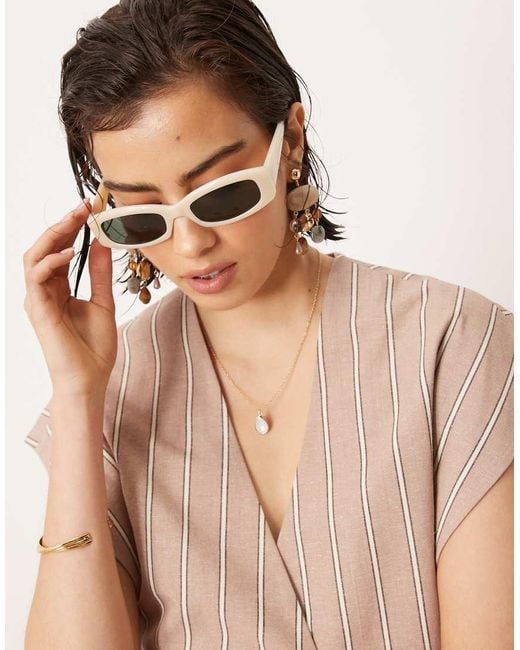 Mango Natural Rectangular Frame Sunglasses
