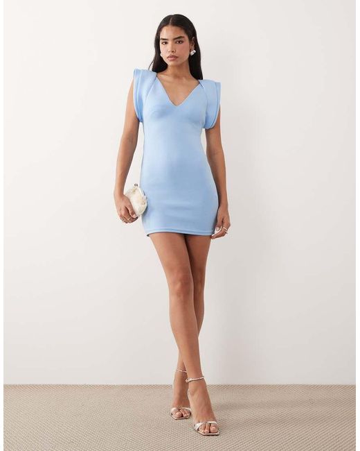 ASOS Blue Structured Shoulder Mini Dress