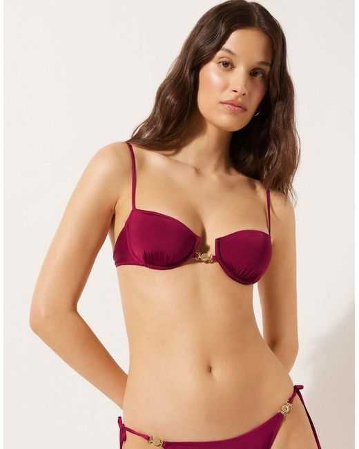 Calzedonia Red Balconette Bikini Top Minimal Fit