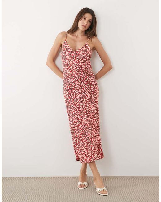 Mango Pink Strappy Cami Midi Dress