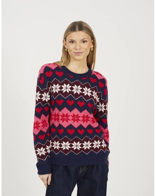 Brave Soul Red Fairisle Christmas Jumper