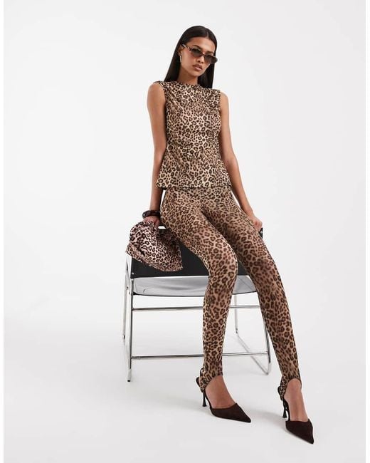 ASOS Brown Mesh High Neck Open Back Top
