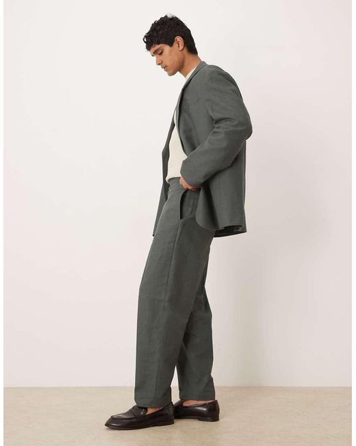 ASOS Natural Oversized Tapered Suit Trousers for men