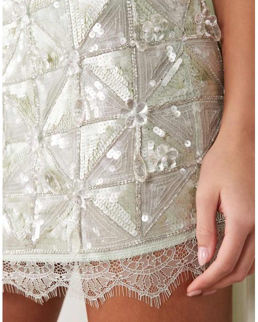 ASOS White Embellished Molded Cups Mini Dress With Scarf Detail