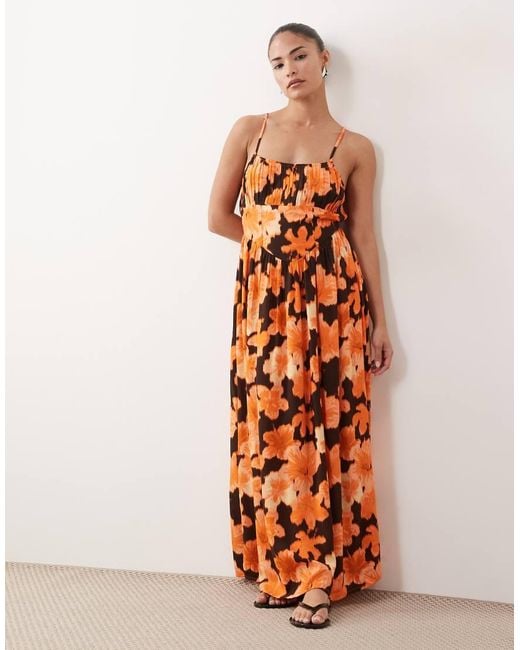 Miss Selfridge Brown Spun Strappy Maxi Dress