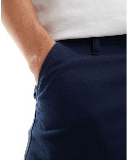 Confezione da 2 pantaloncini chino elasticizzati slim blu navy e color pietra di ASOS in White da Uomo