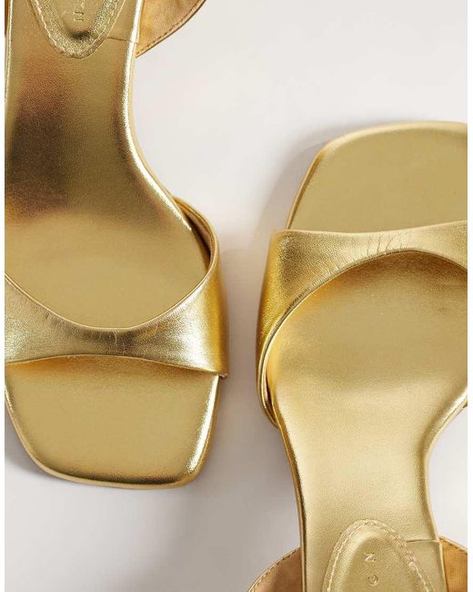 ASOS Metallic Wide Fit Heartfelt Barely There Kitten Heel Sandals