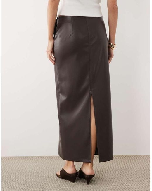 Threadbare Natural Faux Leather Maxi Skirt