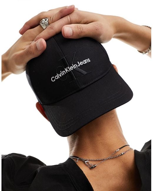 Calvin Klein Monogram Logo Cap in Black for Men | Lyst Australia