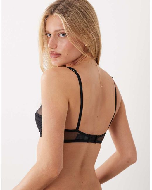 ASOS Black Pamela Satin & Mesh Quilted High Apex Balcony Underwired Bra