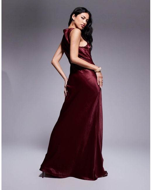 ASOS Purple Satin Scoop Neck Satin Maxi Dress