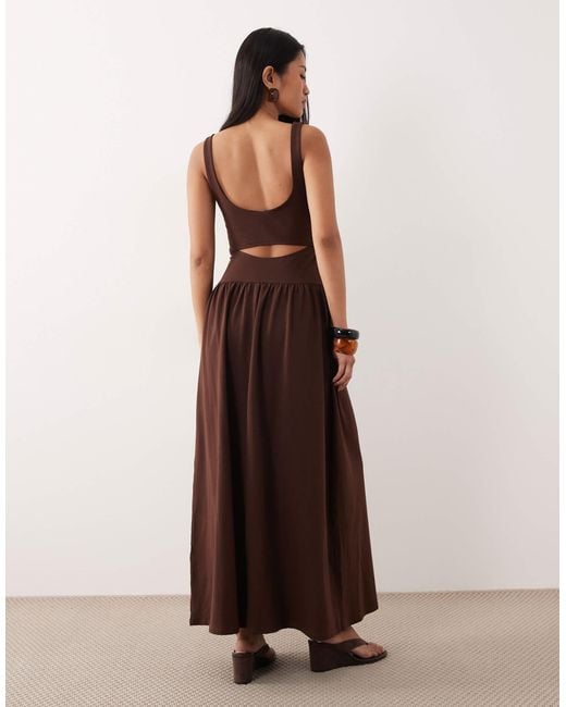 ASOS Brown Cut Out Detail Maxi Dress