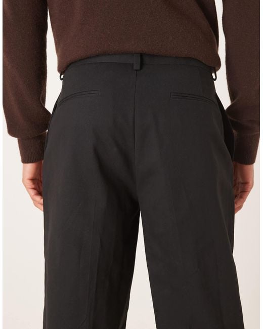 Pantalon habillé coupe oversize fuselée en pur coton ASOS pour homme en coloris Black