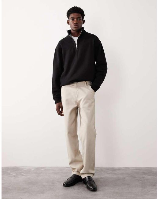 ASOS COLLECTIVE White Straight Fit Carpenter Trousers for men